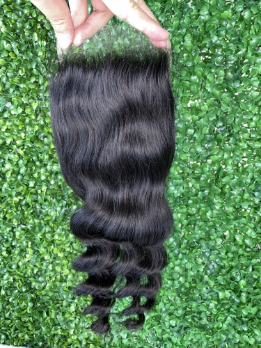 Natural color loose wave HD lace closure Indian virgin hair 4x4 5x5 6x6 closure best quality hight density small knots