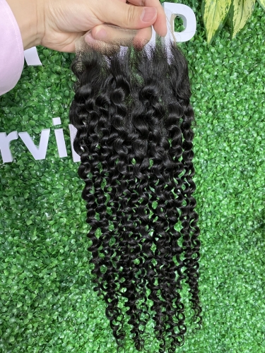 Natural color Kinky Curly wave HD lace closure Indian virgin hair 4x4 5x5 6x6 closure best quality hight density small knots