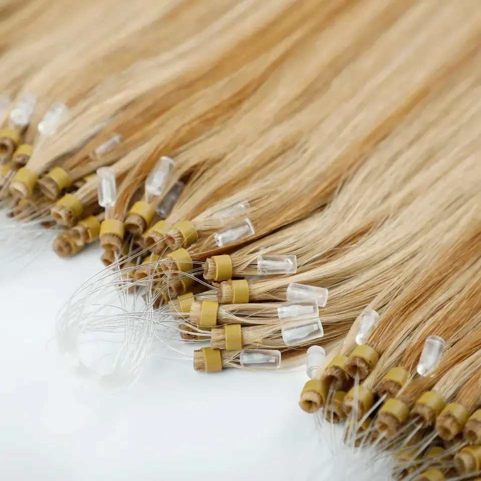 Micro Ring Loop Hair Extensions Straight hair extensions Aligned Colored 100% Human Hair