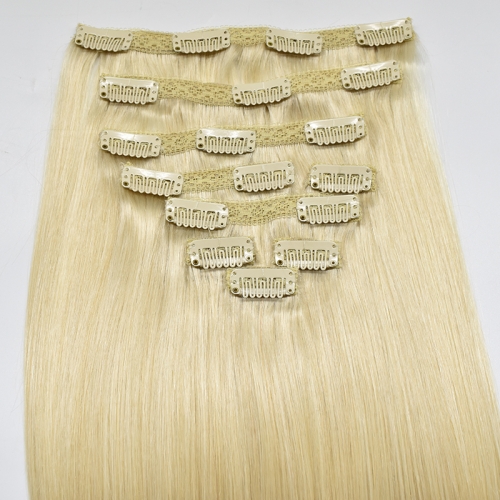 Normal Lace Clip in 613 color Straight 100% Real Human Hair 16-26 inch Lace Clip in Remy Hair Extensions Cuticle AlignedVirgin Hair Clip In Extensions